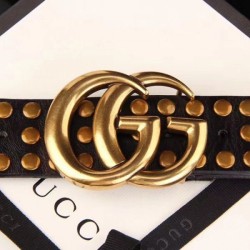Luxury belt with Double G buckle and Studs 409402 Black