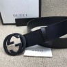Fashion belt with interlocking G Black Buckle 368186