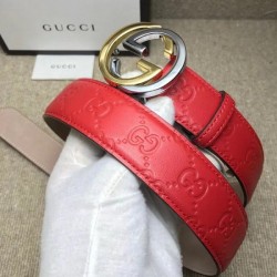 1:1 Mirror belt with interlocking G Red 114876