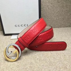 1:1 Mirror belt with interlocking G Red 114876