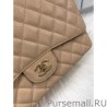 AAA+ Classic Jumbo Maxi Flap Bag A58601 Caviar Leather Apricot