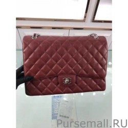 1:1 Mirror Classic Jumbo Maxi Flap Bag A58601 Caviar Leather Claret