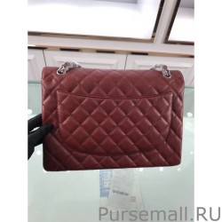 1:1 Mirror Classic Jumbo Maxi Flap Bag A58601 Caviar Leather Claret