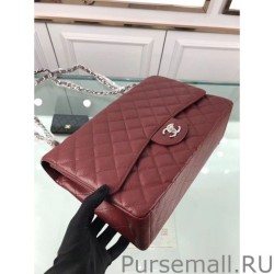 1:1 Mirror Classic Jumbo Maxi Flap Bag A58601 Caviar Leather Claret