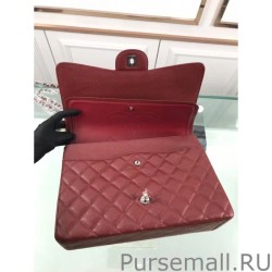 1:1 Mirror Classic Jumbo Maxi Flap Bag A58601 Caviar Leather Claret