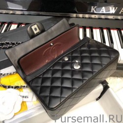 AAA+ Classic Small Flap Bag A1117 Black Silver Hardware