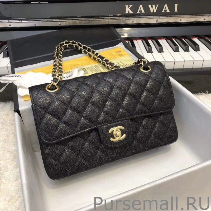 Knockoff Classic Small Flap Bag A1117 Caviar Leather Black