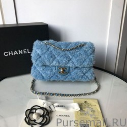 High Classic Wool Flap Bag A1112 Blue