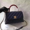 Perfect Coco Top Handle Messenger Bag Caviar Leather A95168 Blue