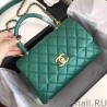 Replicas Coco Top Handle Messenger Bag Caviar Leather A95168 Green