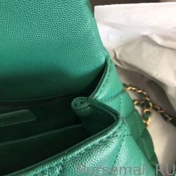 Replicas Coco Top Handle Messenger Bag Caviar Leather A95168 Green