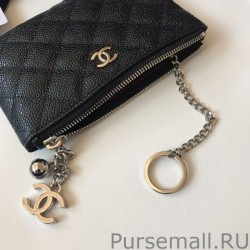 Replica Coin Purse Grained Calfskin A50168 Black