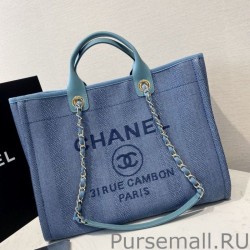 Inspired Deauville Mixed Fibers With Pearl Shopping Bag A66941 Blue