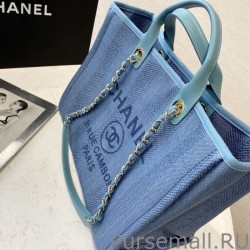 Inspired Deauville Mixed Fibers With Pearl Shopping Bag A66941 Blue