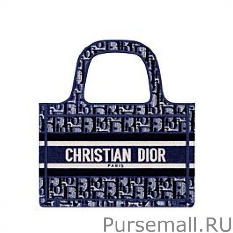 Replicas Christian Dior Mini Dior Book Tote Dark Blue