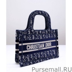 Replicas Christian Dior Mini Dior Book Tote Dark Blue