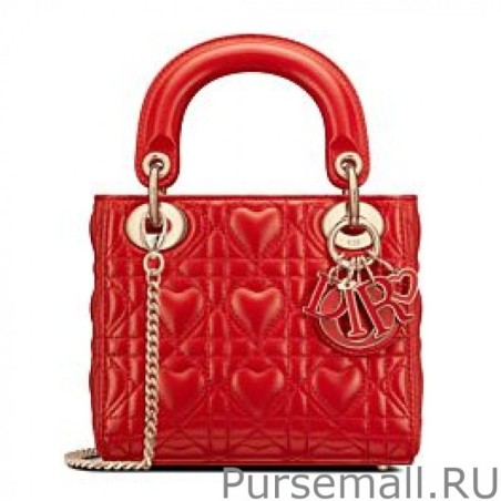 Wholesale Christian Dior Mini Lady Dior Dioramour Bag Red