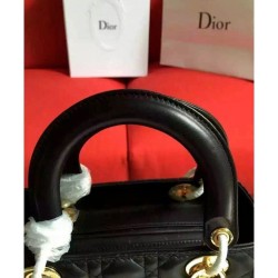 UK Dior Lady Dior Medium Classic Tote Bag With Lambskin Black