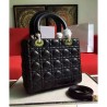 UK Dior Lady Dior Medium Classic Tote Bag With Lambskin Black