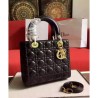 UK Dior Lady Dior Medium Classic Tote Bag With Lambskin Black