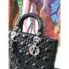 Designer Christian Dior Large Lady Dior Supple Tote Bag M0584 Black Silver