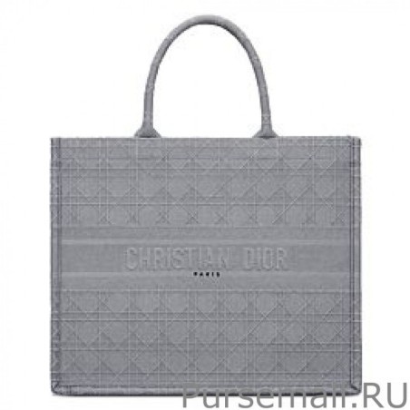 AAA+ Christian Dior Cannage Embroidery Dior Book Tote Bag Gray