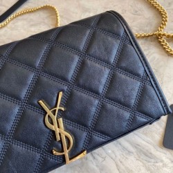 Best YSL Saint Laurent Medium Becky Chain Wallet Black