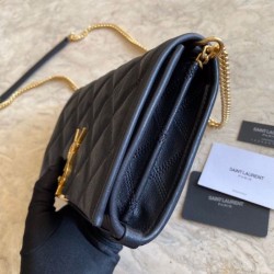 Best YSL Saint Laurent Medium Becky Chain Wallet Black