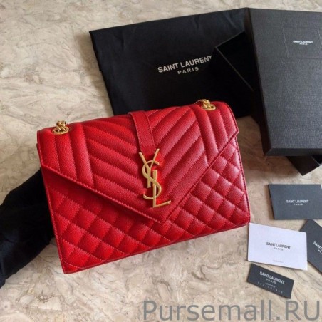 Fashion YSL Saint Laurent Medium Envelope Bag Mix Matelasse Red