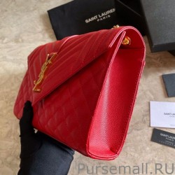 Fashion YSL Saint Laurent Medium Envelope Bag Mix Matelasse Red