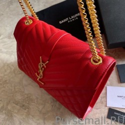 Fashion YSL Saint Laurent Medium Envelope Bag Mix Matelasse Red