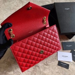 Fashion YSL Saint Laurent Medium Envelope Bag Mix Matelasse Red