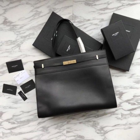 Best YSL Saint Laurent Medium Manhattan Top Handle Bag Black