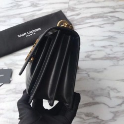 Wholesale YSL Saint Laurent Medium Sunset Bag Smooth Leather Black Gold Hardware