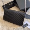 Top Quality YSL Saint Laurent Monogram Envelope Chain Wallet Grained Leather Black Silver Hardware