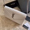 Cheap YSL Saint Laurent Monogram Envelope Chain Wallet Grained Leather White