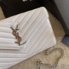 Cheap YSL Saint Laurent Monogram Envelope Chain Wallet Grained Leather White