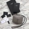 Wholesale YSL Saint Laurent Niki Chain Wallet Crinkled Vintage Leather Gray