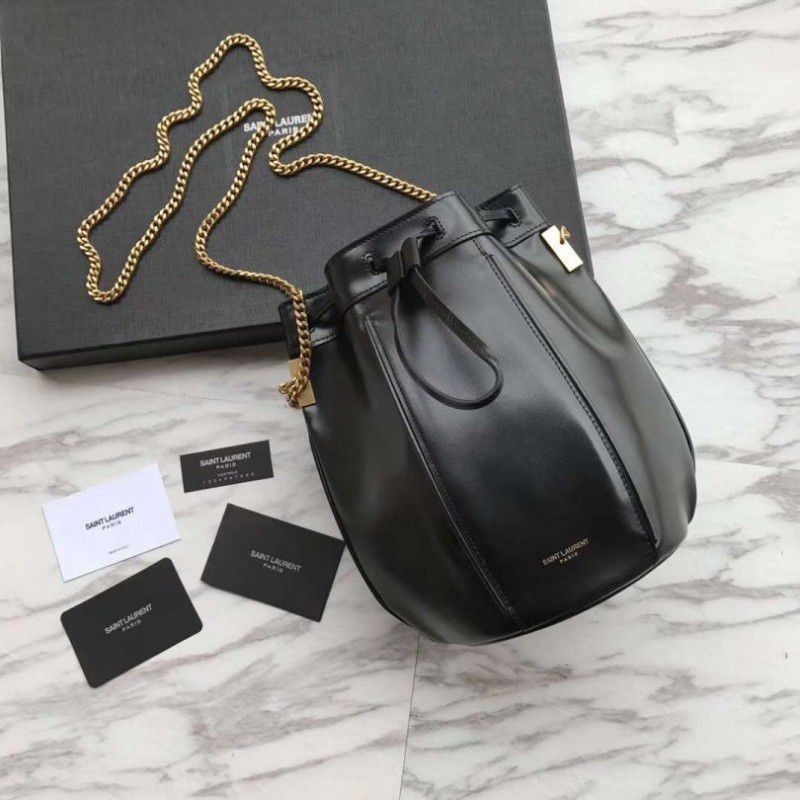 High YSL Saint Laurent Talitha Small Bucket Bag Black