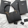 Top YSL Saint Laurent Tribeca Small Shopping Bag Grain Embossed Leather Black