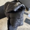7 Star YSL Saint Laurent Loulou Puffer Medium Bag Quilted Wrinkly Matte Leather Black
