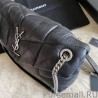 7 Star YSL Saint Laurent Loulou Puffer Medium Bag Quilted Wrinkly Matte Leather Black