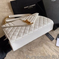 UK YSL Saint Laurent Medium Envelope Bag Mix Matelasse White