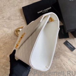 UK YSL Saint Laurent Medium Envelope Bag Mix Matelasse White