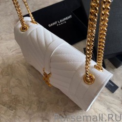 UK YSL Saint Laurent Medium Envelope Bag Mix Matelasse White