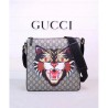 Best Angry cat print GG Supreme Flat Messenger 473886 Coffee