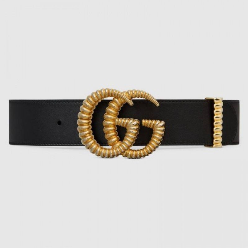 Top belt with torchon Double G buckle black 524105