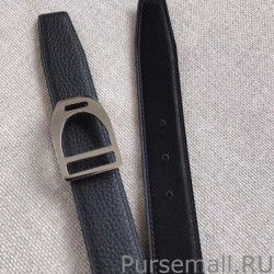 Inspired Hermes Etrier Buckle Belt Black Clemence 32 MM Strap