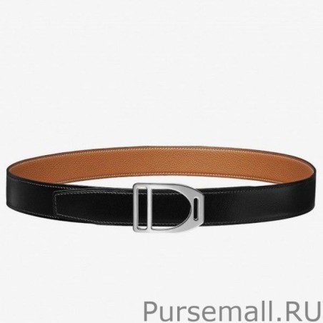 Knockoff Hermes Etrier Buckle Belt Brown Clemence 32 MM Strap