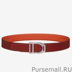 Knockoff Hermes Etrier Buckle Belt Orange Clemence 32 MM Strap